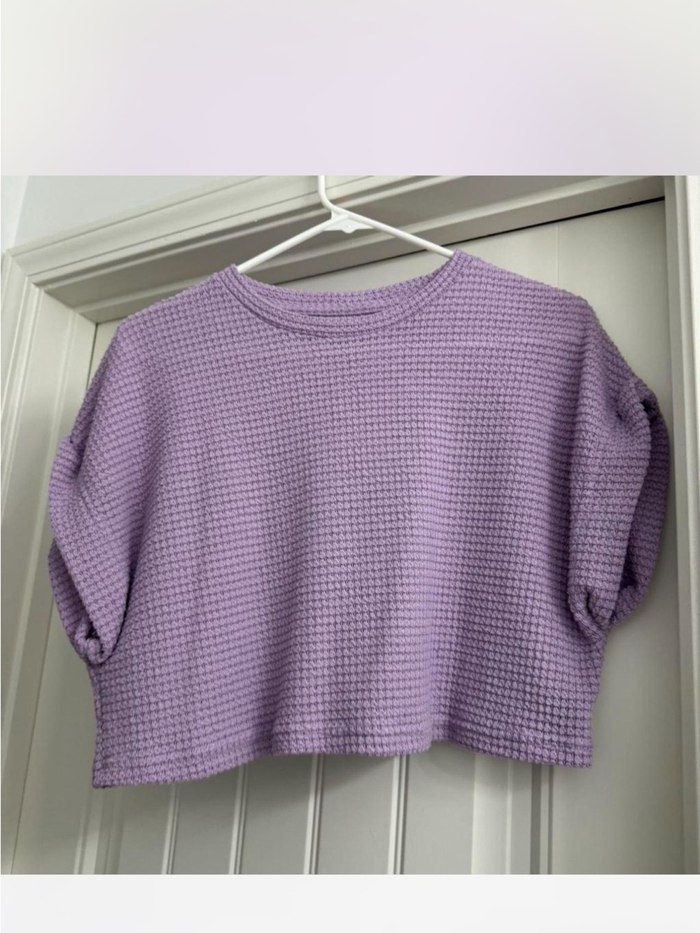 Lavender Waffle Knit Cropped Top - Women